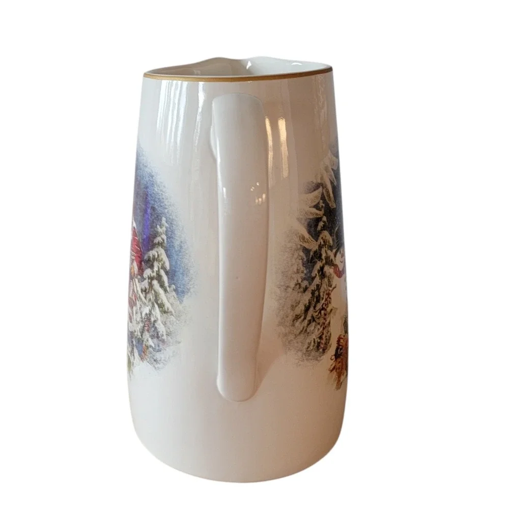 Pottery Barn Nostalgic Santa Pitcher‎ Snowman Christmas Holiday 94 oz Rare